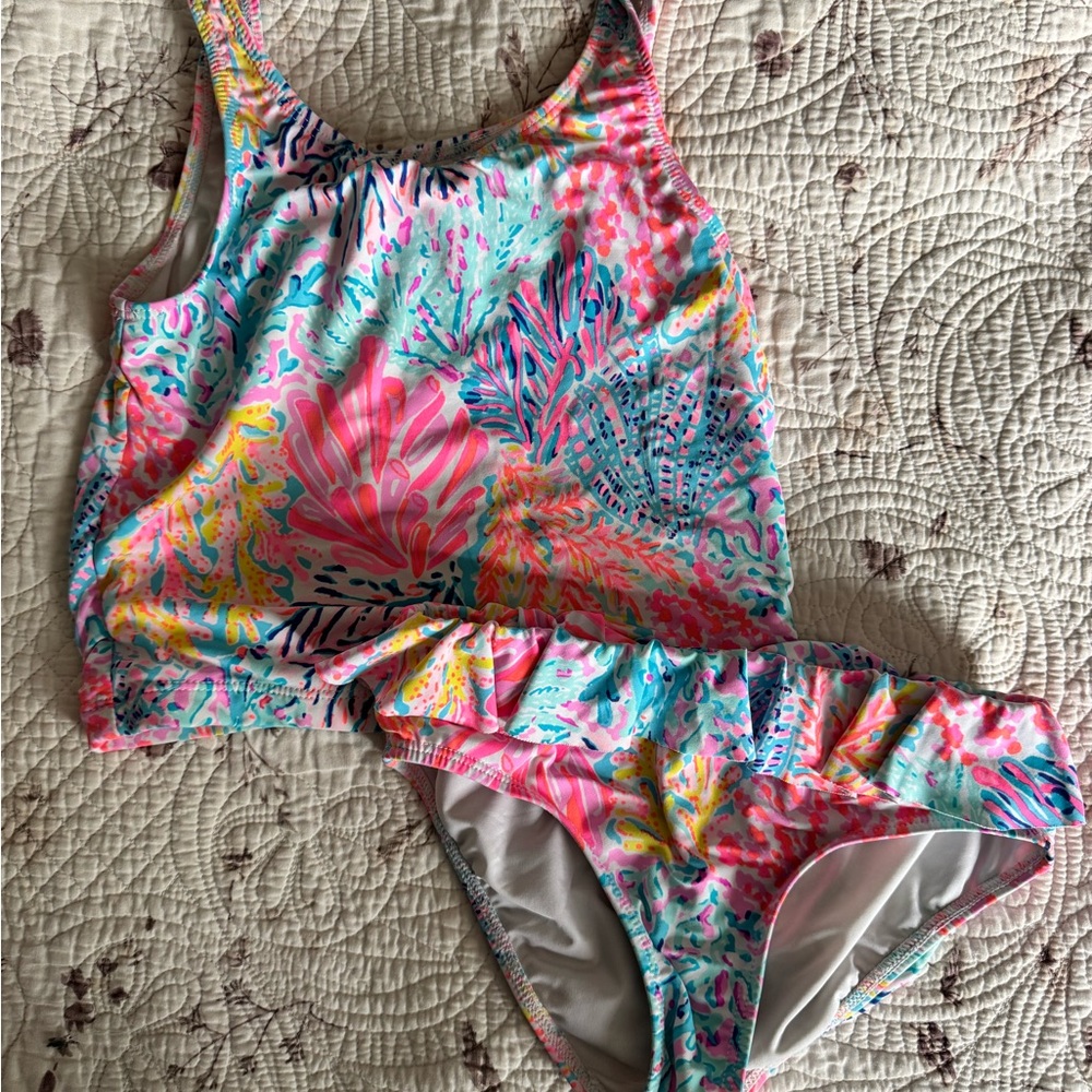 Lilly Pulitzer Girls' Coral Reef Print Tankini - Pink & Aqua